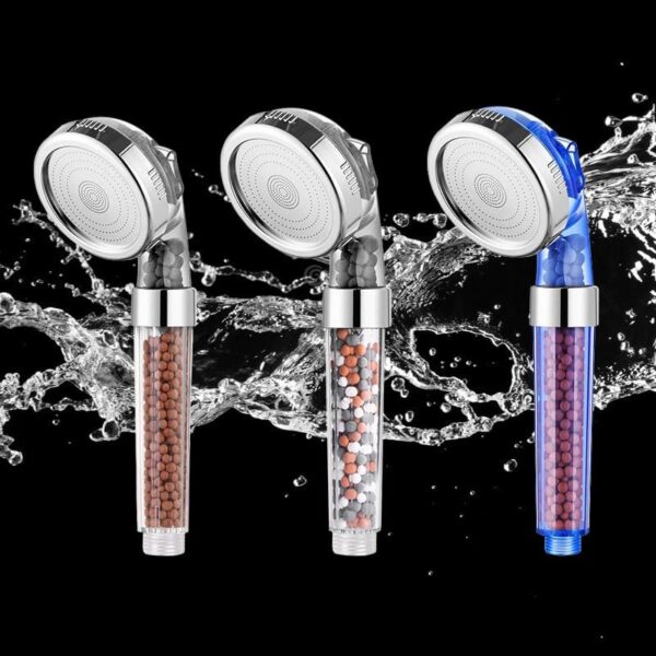 bath shower nozzle adjustable 3 modes saving water anion filter