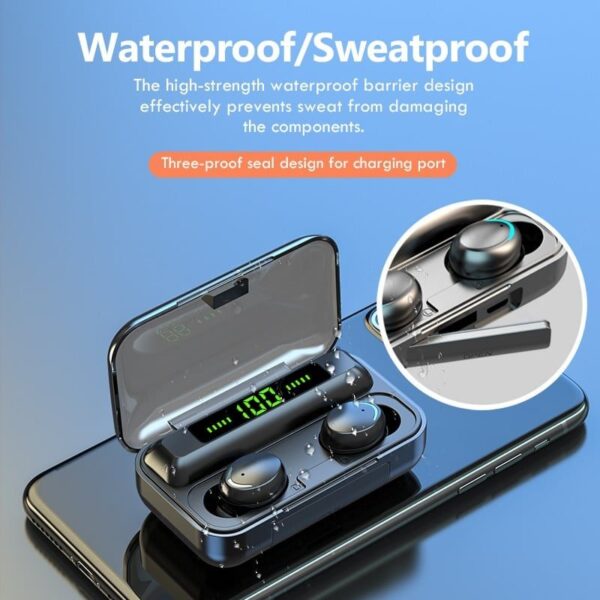 tws bluetooth 5.0 earphones 2200mah charging box wireless headphone 9d stereo sports waterproof