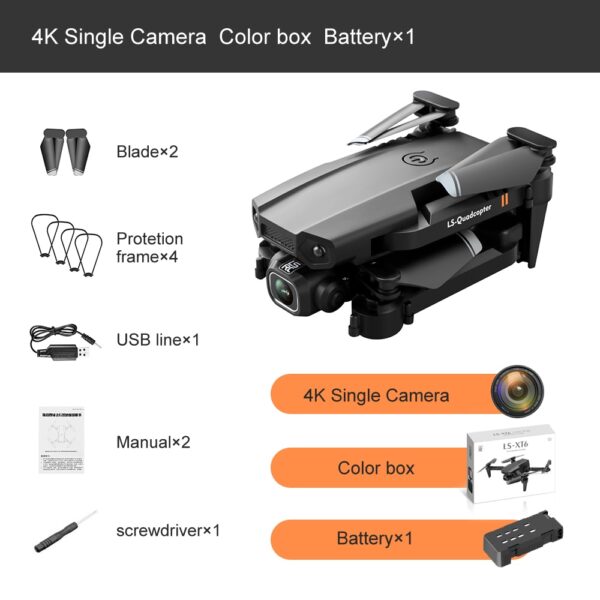 xt6 mini 4k drone hd double camera wifi foldable drone