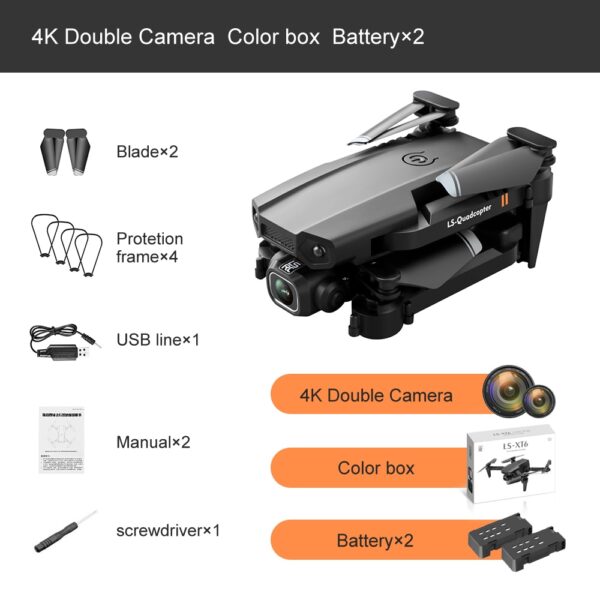xt6 mini 4k drone hd double camera wifi foldable drone